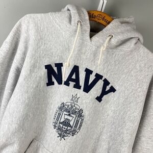Vintage USNA Navy Hoodie Sweatshirt Large American Threads by The Game
